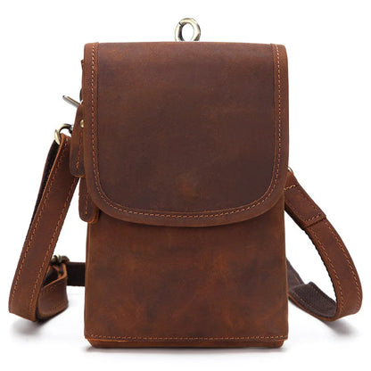 Genuine Leather Waist Bag Belt Men S Crossbody Bag Made Cowhide Retro Small Single-Shoulder
