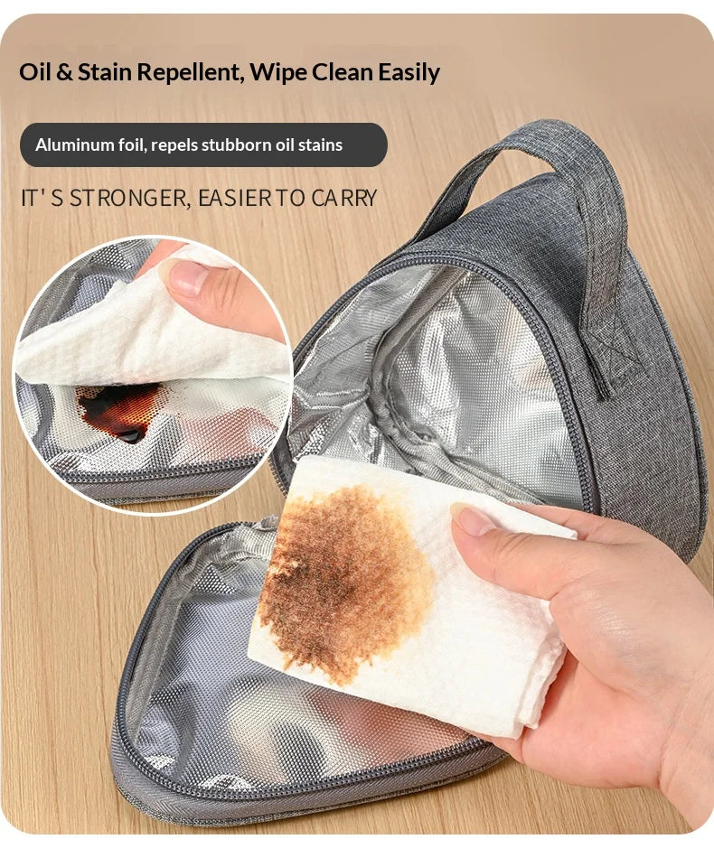 Mini Triangular Aluminum Foil Thermal Lunch Tote Portable Insulated Cooler Bag Student Bento Box