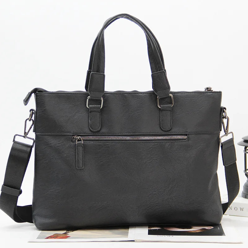 14 4-Inch Computer Bag Pu Leather Patchwork Simple Men S Casual Handbag Travel Business Waterproof
