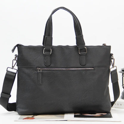 14 4-Inch Computer Bag Pu Leather Patchwork Simple Men S Casual Handbag Travel Business Waterproof