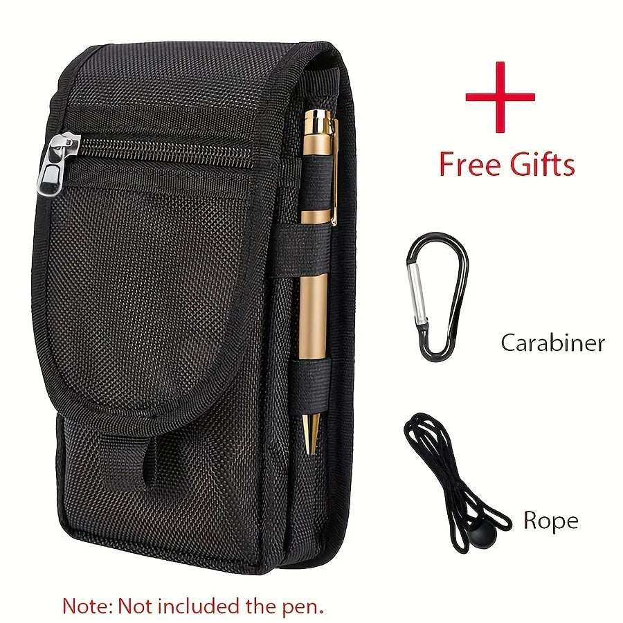 Outdoor Leisure Nylon Wear-Resistant Waist Bag Three Compartments Mobile Phone Storage