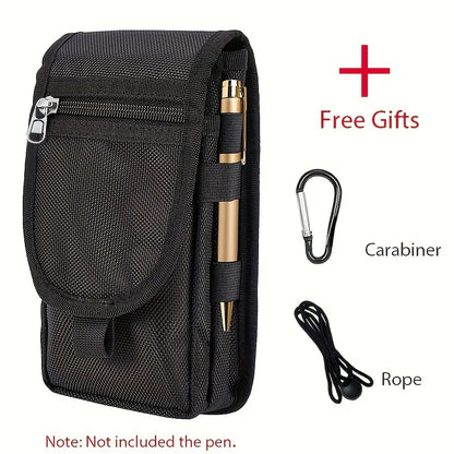 Outdoor Leisure Nylon Wear-Resistant Waist Bag Three Compartments Mobile Phone Storage