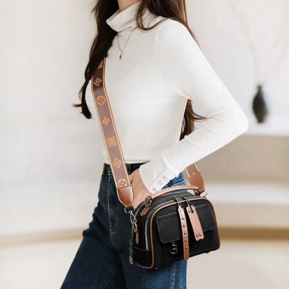 Luxury Leather Crossbody Bag for Women – Multi-Pocket Designer Handbag