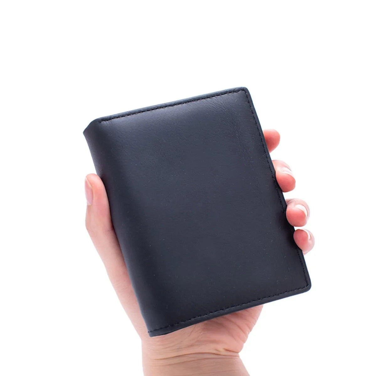 Men S Genuine Leather Wallet Top Layer Cowhide Rfid Anti-Theft Swiping Three-Fold Credit Card Wallet