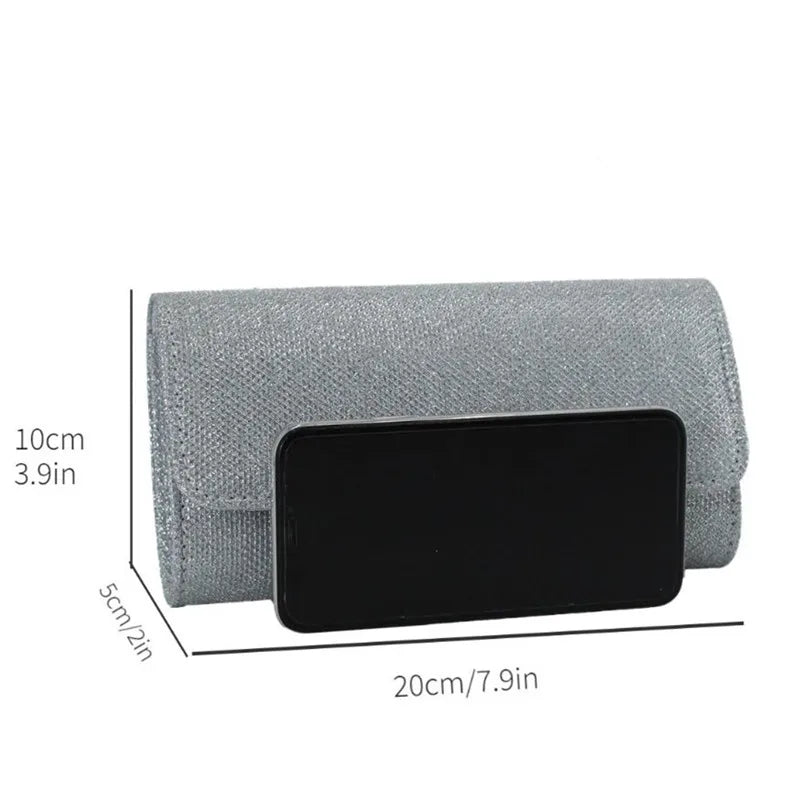 Glitter Evening Clutch Bag with Chain Strap