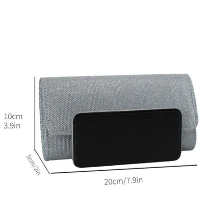 Glitter Evening Clutch Bag with Chain Strap