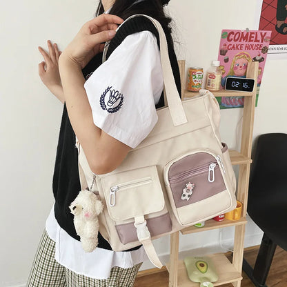 Waterproof Tote Bag for Women – Nylon Canvas Shoulder & Crossbody Handbag