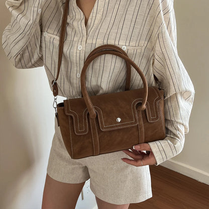 Trendy Retro Women Crossbody Bag Suede Pu Quilted Handbag Solid Color Portable Shoulder Commute