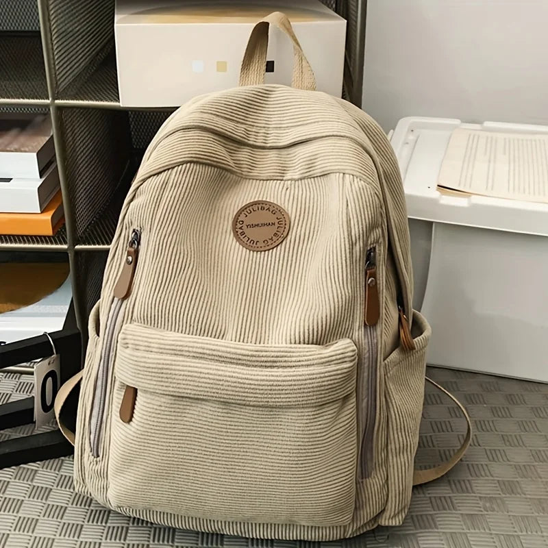 Women's Corduroy Backpack – Large Capacity Casual Daypack