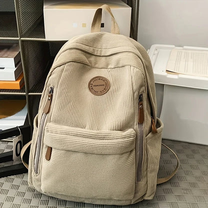 Women's Corduroy Backpack – Large Capacity Casual Daypack