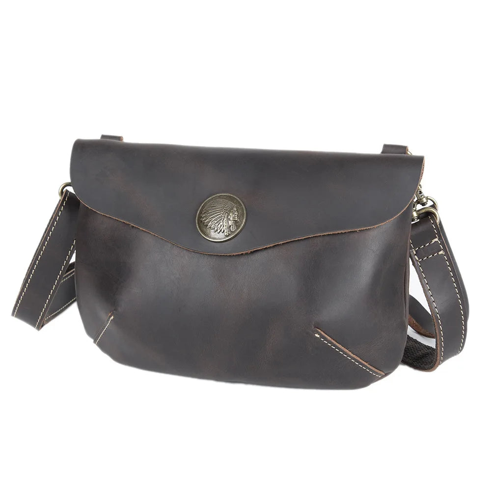 Handcrafted Retro Crazy Horse Leather Single-Shoulder Bag Genuine Leather Multi-Functional Men S