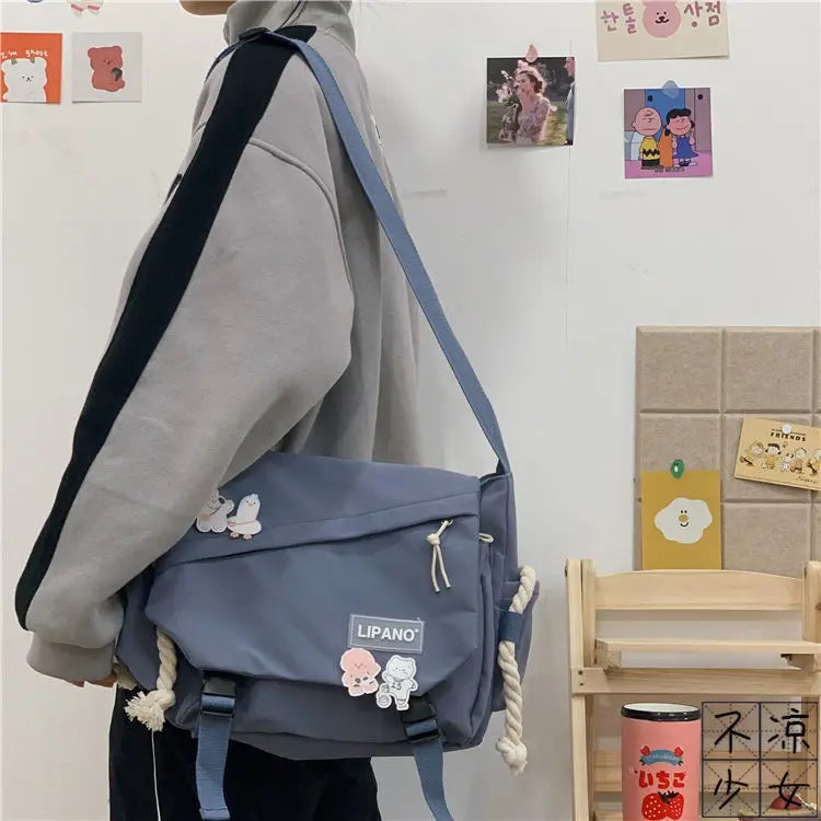 Canvas Crossbody Messenger Bag – Cute Casual Shoulder Bag for Women