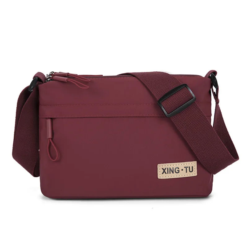 Women S Oxford Cloth Waterproof Crossbody Bag Three Zipper Large Capacity Shoulder Multi-Layer