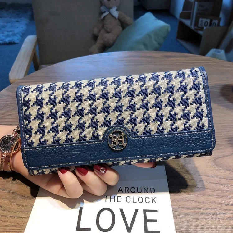 Leather Long Purse Ladies Wallet Niche Design Multi-Card Bag Canvas Coin Premium Large Capacity