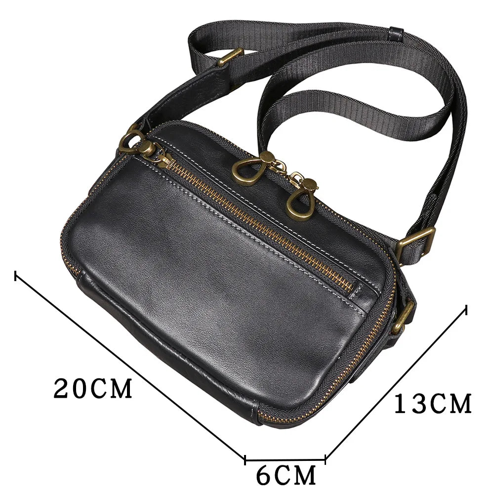 Men S Leather Shoulder Bag Cross Body Youth Large Capacity Mobile Phone Storage Crossbody