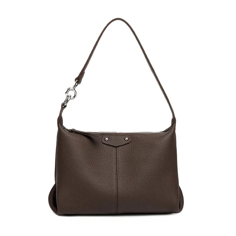 Genuine Leather Ladies Hand-Held Tote Bag Large-Capacity Simple Commuting Crossbody Bag