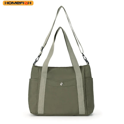 Homefish Large Capacity Solid Color Messenger Bag Nylon Casual Crossbody Bag Adjustable Removable