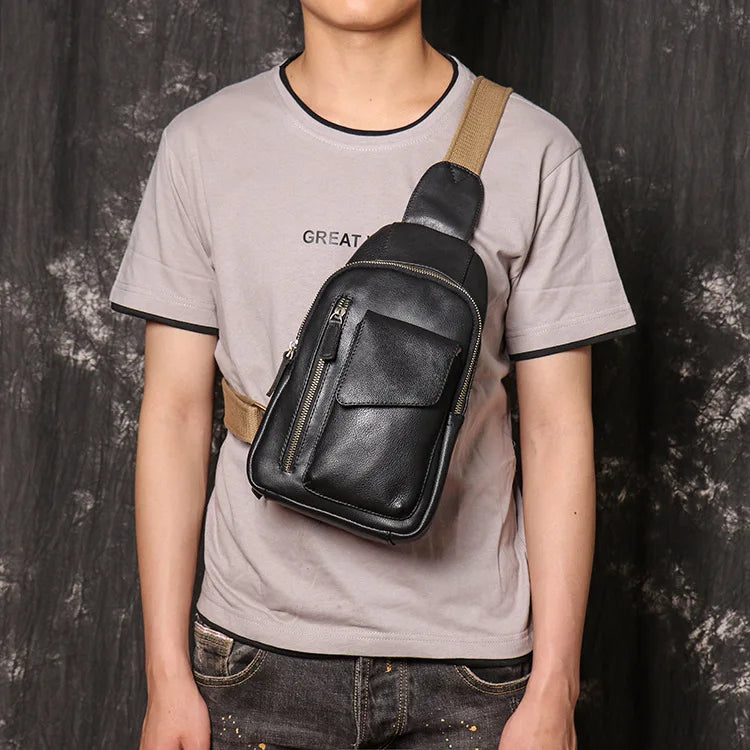 Men S Chest Bag Made Genuine Leather Women S Crossbody Bag Made Cowhide