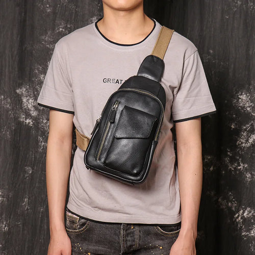 Men S Chest Bag Made Genuine Leather Women S Crossbody Bag Made Cowhide