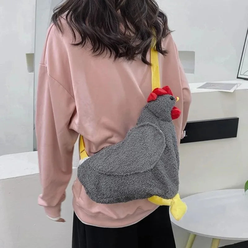 Chicken Crossbody Bag – Funny Plush Cartoon Shoulder Bag for Women