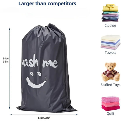 Drawstring Laundry Bag – Wash Me Smiley Face Design