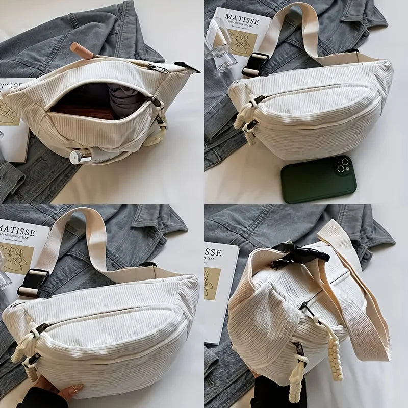 Corduroy Crossbody Bag – Fluffy Shoulder Purse for Women & Men