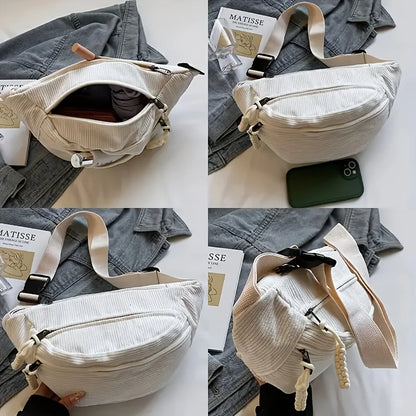 Corduroy Crossbody Bag – Fluffy Shoulder Purse for Women & Men