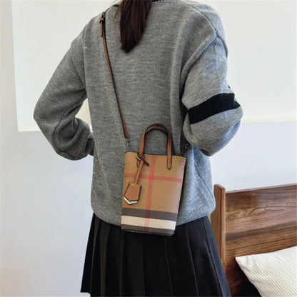 Retro Crossbody Bags Women Stylish Plaid Phone Purse Keys Bag