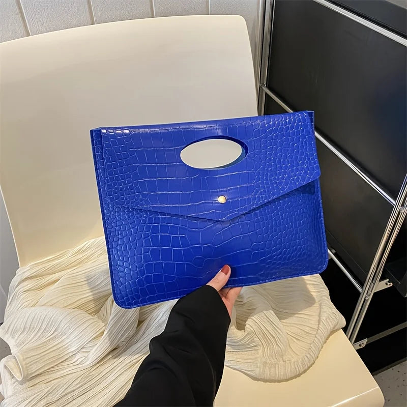 Crocodile Pattern Clutch Bag – Minimalist Office Handbag