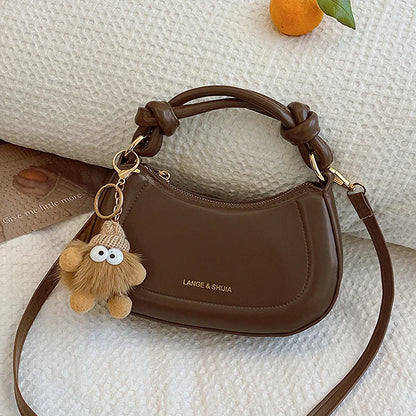 Crossbody Bag with Knot Handle & Gold Hardware – Women's Vintage Handbag