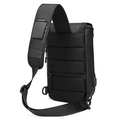 Men S Crossbody Buckle Usb Chest Bag Oxford Fabric Waterproof Large Capacity Crossbody Chest Bag