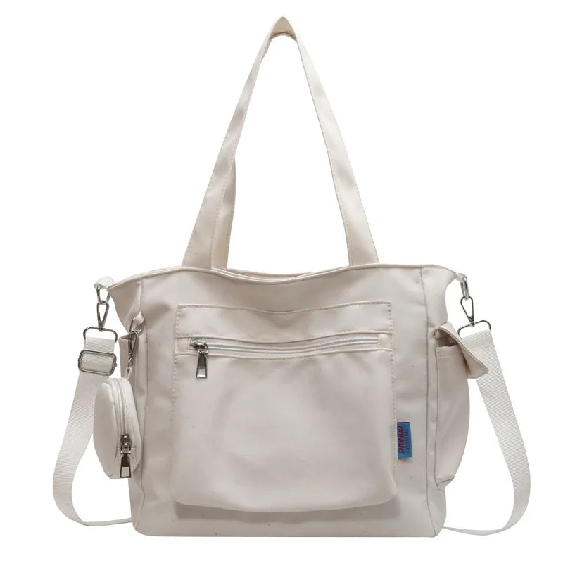 Multi-Pocket Large Capacity Tote Bag Casual Shoulder Bag Detachable Coin Purse Work Commuter