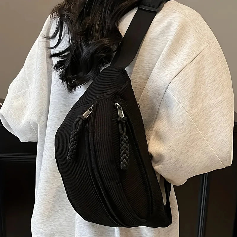 Corduroy Crossbody Bag – Fluffy Shoulder Purse for Women & Men