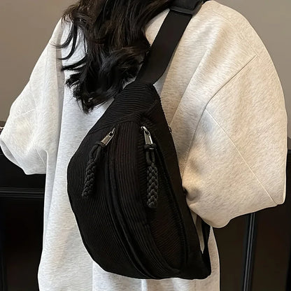 Corduroy Crossbody Bag – Fluffy Shoulder Purse for Women & Men