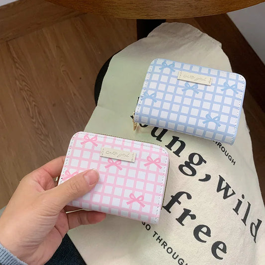 Pu Leather Women S Accordion-Style Card Case Simple Short Style School Bag