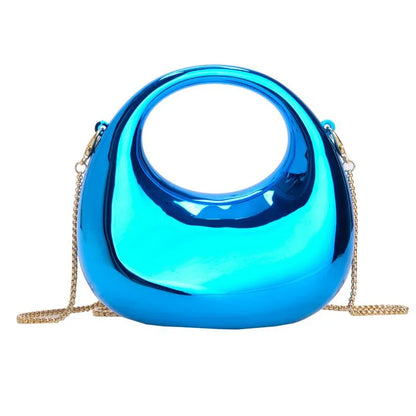 Glossy Mini Evening Bag with Chain Strap for Party & Wedding