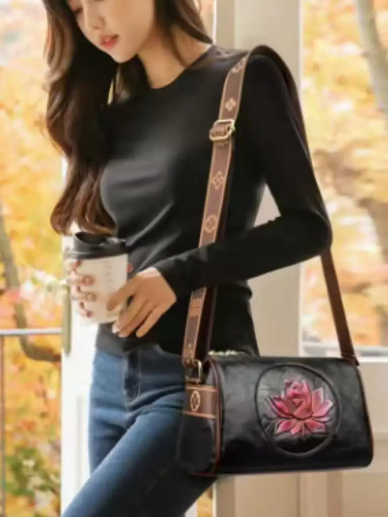 Homefish Casual Handbag Soft Leather Shoulder Crossbody Bags Women Print Ladies Messenger Tote Bag