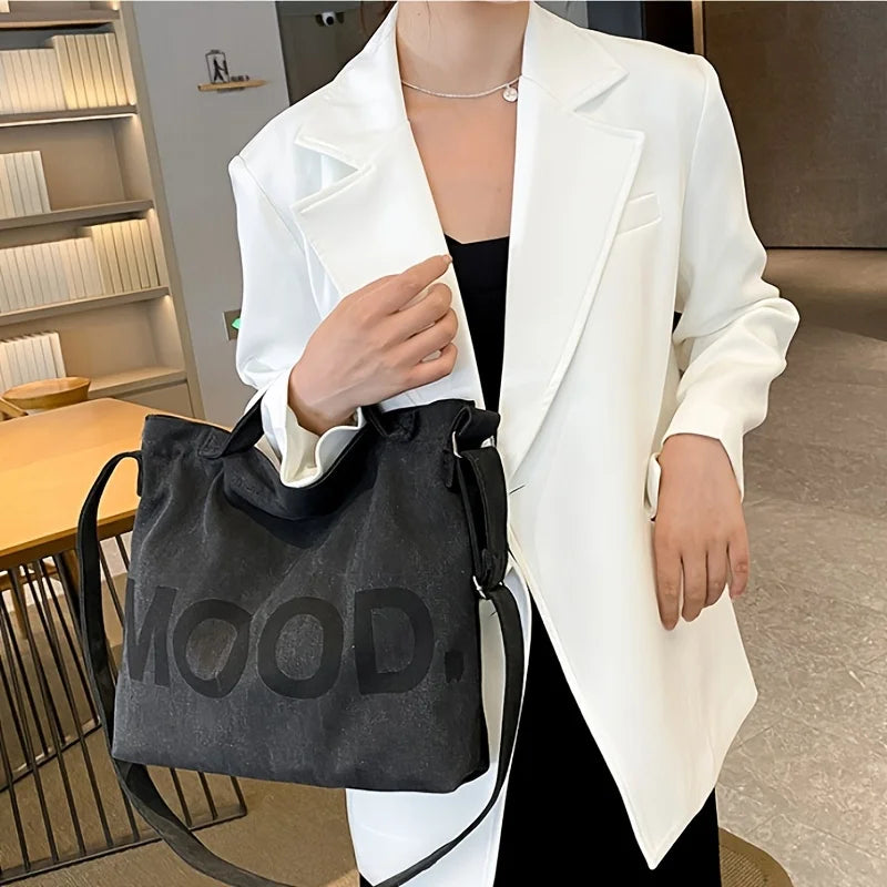 South Korean Student Capacity Letter Canvas Toth Bag Simple Versatile One-Shoulder Messenger