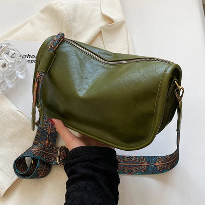 Crossbody Bag with Wide Graphic Strap – Women's Shoulder Bag
