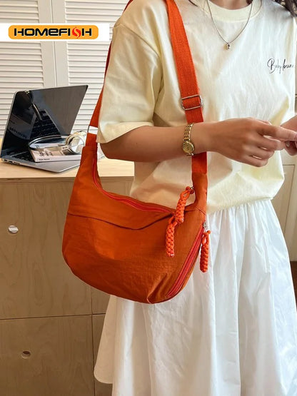 Homefish Crossbody Bags Korean Simplified Shoulder Bag Large Capacity Sports Hobos Solid Color