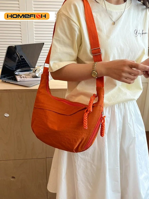 Homefish Crossbody Bags Korean Simplified Shoulder Bag Large Capacity Sports Hobos Solid Color