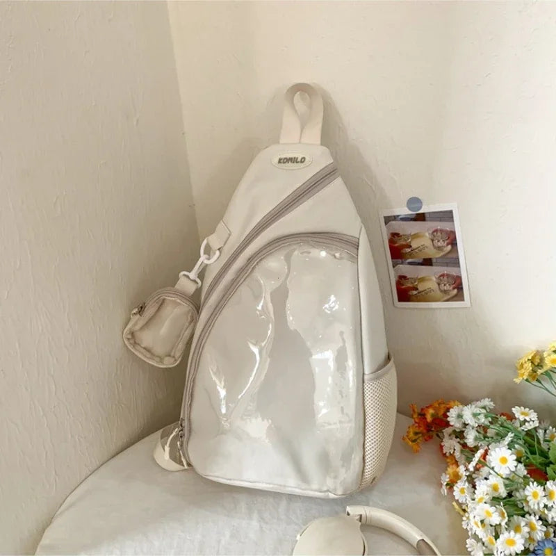 Casual Travel Transparent Zipper Shoulder Bag Vintage Women All Match Simple Ita Y2k Girls Crossbody