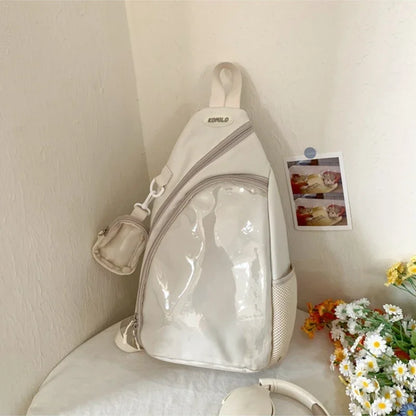 Casual Travel Transparent Zipper Shoulder Bag Vintage Women All Match Simple Ita Y2k Girls Crossbody