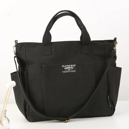 Canvas Multi-Pocket Tote Bag – Large Handbag with Detachable Strap