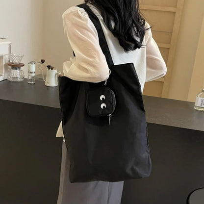 Embroidery Canvas Shoulder Bag with Mini Coin Pouch