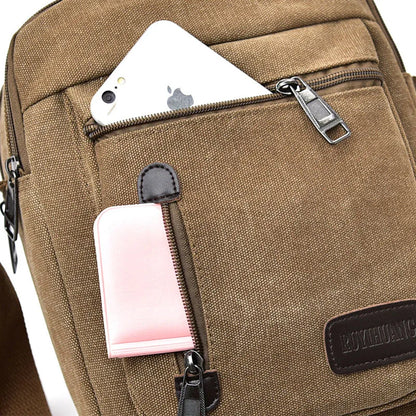 Men S Crossbody Bag Canvas Multi-Compartment Hand-Held Large-Capacity Men S Single-Shoulder Bag