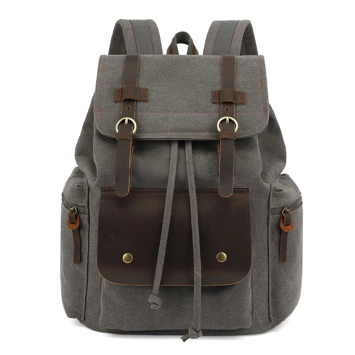 Retro Bag Lid Wear-Resistant Canvas Men S Backpack Large Capacity 15 6-Inch Computer-Stored Travel