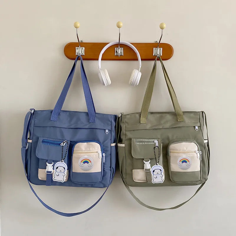 Harajuku Nylon Shoulder Bag – Multi-Pocket Crossbody Messenger Bag