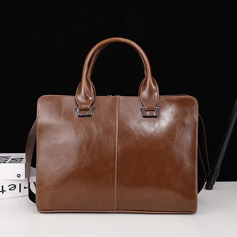 Men S Briefcase Horizontal Style One Shoulder Sling Business Computer Storage