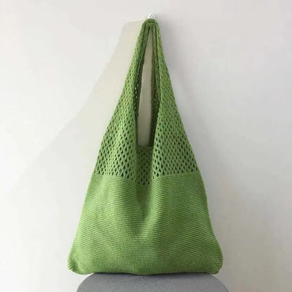 Bohemian Knit Tote Bag for Women – Openwork Beach Shoulder Bag